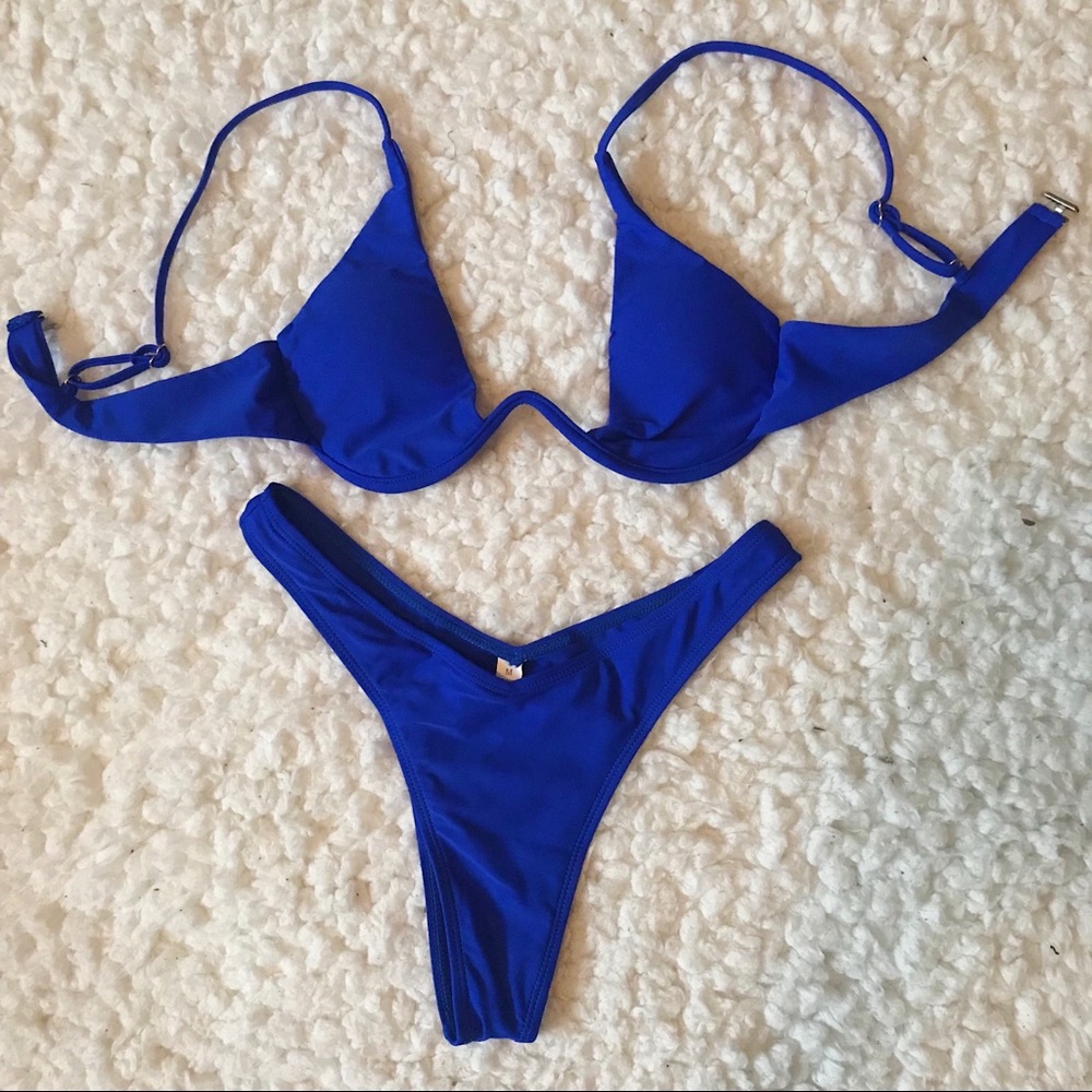 ROYAL BLUE HUGH WAISTED UNDERWIRE BIKINI SET